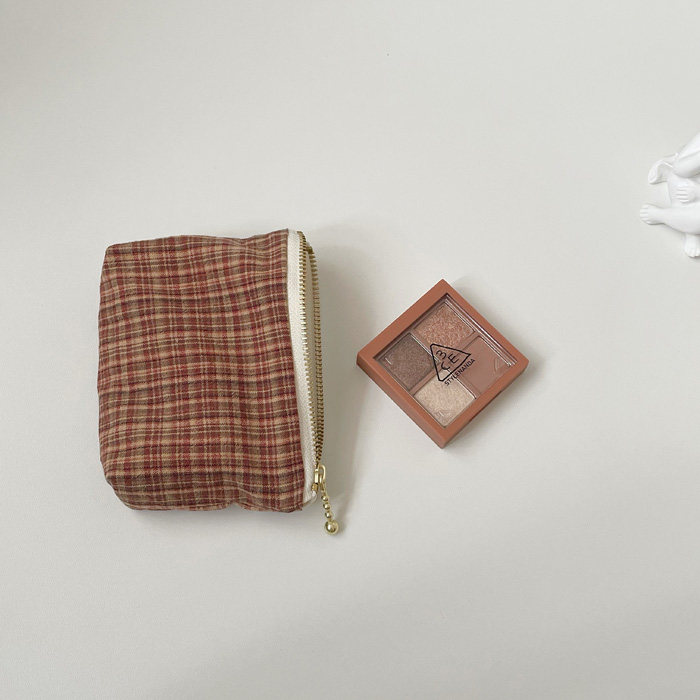自制迷你小零钱包古典复古细格水洗布艺柔软口红小收纳包卡包红色,淘宝优惠券,粉丝福利购,淘宝优惠卷