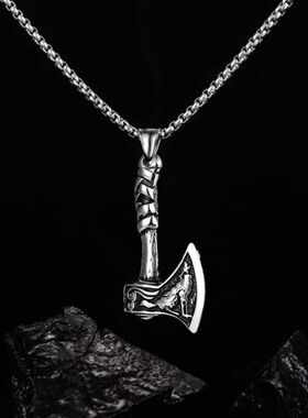 北欧维京斧加凯尔特斧头骷髅老鹰狼头生命树翅膀龙纹合金吊坠项链