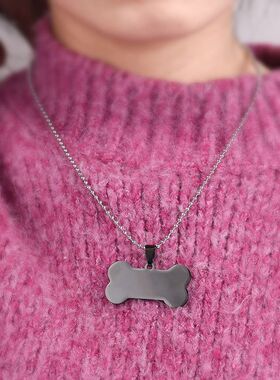 欧美风不锈钢狗牌钛钢项链空白宠物身份牌光面金属吊坠可刻字