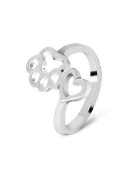 欧美简约爱心狗爪戒指 镂空狗爪开口戒尾戒女