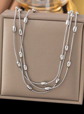 长款气质小众轻奢百搭多层新款奢华项链冷淡风钛钢不掉色叠戴饰品