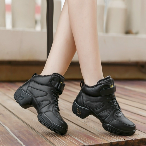 Демисезонные флисовые танцующие туфли, из натуральной кожи, мягкая подошва