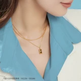 周生生 Серия Essence Yong, маленькое золотое ожерелье в форме кирпича, золото, чистое золото, маленький золотой слиток, золотая цепочка 5G, 93543N