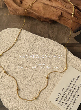 扁蛇骨链圆珠细链双层女士项链可拆分多戴法锁骨链高级感北欧风