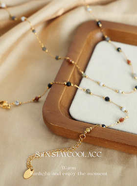 彩色点点项链女士高级感时髦气质锁骨链脖链chocker轻奢40+5cm