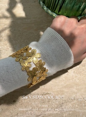 欧美小众设计时髦花朵造型手镯女士高级感手环轻奢简约