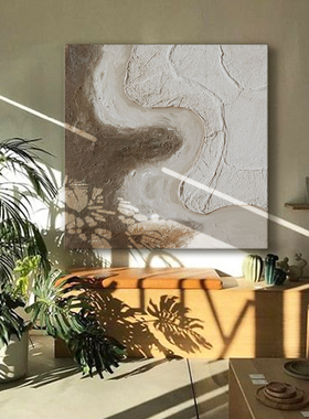 风景大海橙色装饰画原创手绘油画