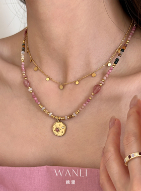 天然石星星锁骨链项链夏天高级感