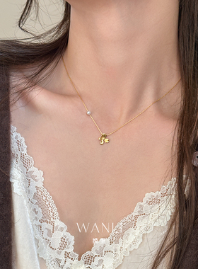 挽里春序珍珠花朵项链精致百搭