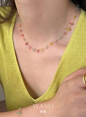 挽里钛钢镀金彩色项链时尚百搭女
