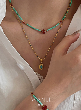 绿松石串珠高级感复古项链