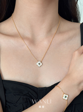 复古几何贝母花朵手链