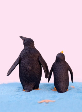 卡通企鹅父子俩小摆件公仔