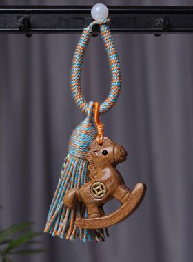 彩虹木马上有钱钥匙扣挂件马年生肖手机链包包装饰品马年大吉圣诞