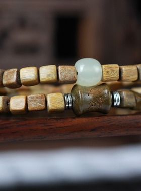 天然绿檀香木方糖方块手串DIY玉石金丝楠配饰男女手链持佛珠严选