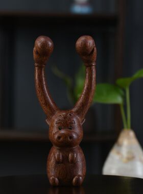 紫檀木鼻刮兔牛鹿按摩器提拉颌线按压太阳穴点穴位礼物送妈妈老人