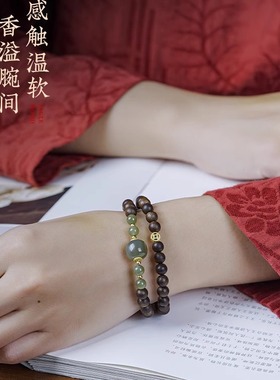 新品九九沉水芽庄奇楠沉香手串男和田玉转运珠多圈文玩108颗手链