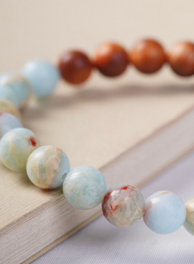 太行崖柏佛珠崖柏陈化料DIY 中国风寿山石手链手串简约个性少女风