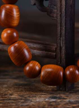 太行崖柏陈化红油高油高密异形珠1.2直切桶珠间圆珠手串手链佛珠