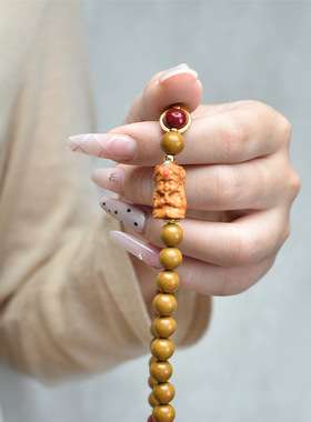 五行黄合香珠搭度母手串0.8双圈层手链情侣佛珠简约时尚饰品礼物