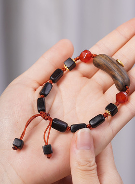 黑檀方块木珠DIY泰然款手串链0.6男女式装饰首饰文玩念珠佛珠