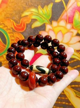 招财紫金鼠单圈实心雕刻无相手串财宝鼠三眼菩提镶嵌一线天佛珠