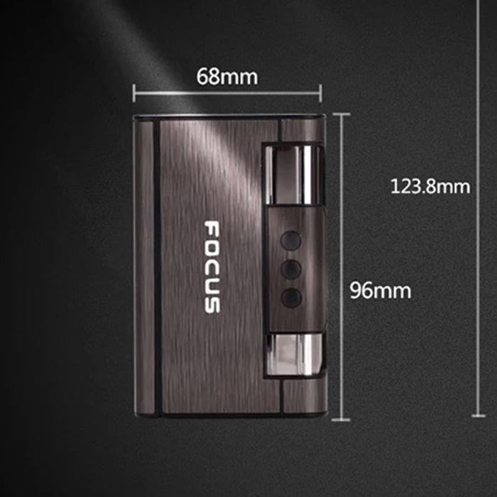 Focus焦点自动弹烟烟盒打火机超薄个性烟盒创意10支装金属防压盒