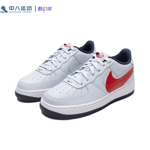 Nike耐克Air Force1大童轻便百搭耐磨舒适简约休闲板鞋FQ4118-001 - 图1