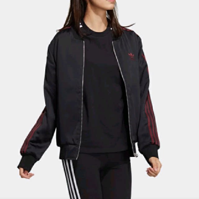 Adidas/阿迪达斯三叶草女子舒适休闲简约拉链运动棉衣外套HD0326