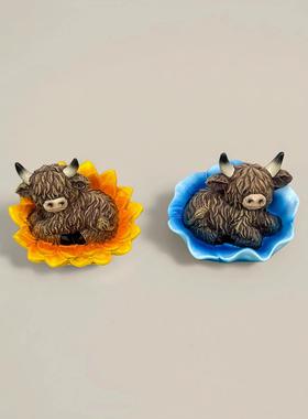 跨境春夏系列花朵高地耗牛花园庭院园林户外树脂工艺品装饰品摆件