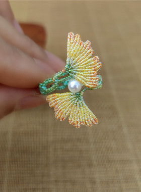 文艺小清新素雅银杏叶戒指