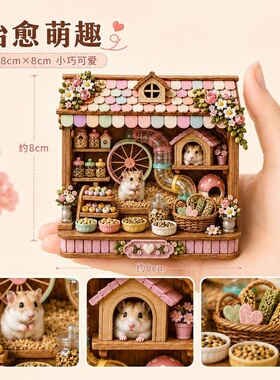 可爱仓鼠小屋立体浮雕磁吸冰箱贴彩绘树脂贴纪念品