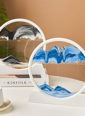 直销3D流沙画摆件创意礼品生日解压艺术沙漏家居饰品圆形山水