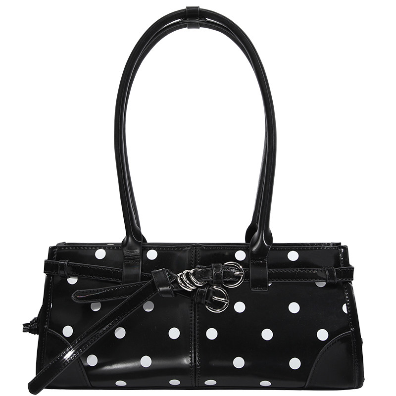 NBY原创潮牌小众设计高级感波点包女早春黑色轻奢百搭腋下法棍包,淘宝优惠券,粉丝福利购,淘宝优惠卷