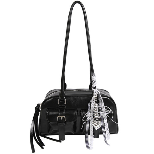 原创潮牌NBY百搭辣妹复古大容量波士顿包25新款小众设计腋下大包 - 图3