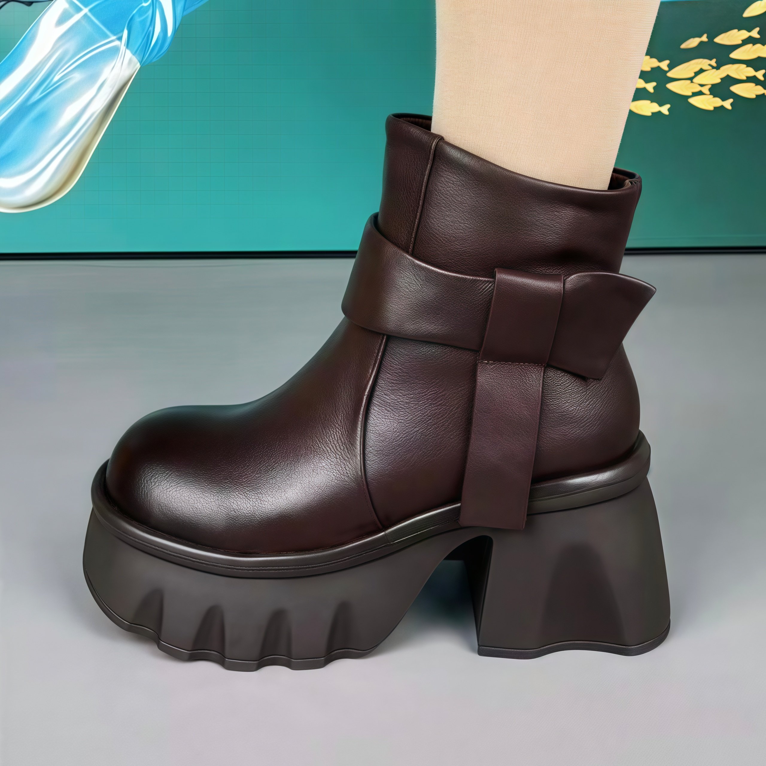 头层牛皮马丁靴女冬季新款皮毛一体羊毛短靴粗跟厚底小个子增高鞋,淘宝优惠券,粉丝福利购,淘宝优惠卷