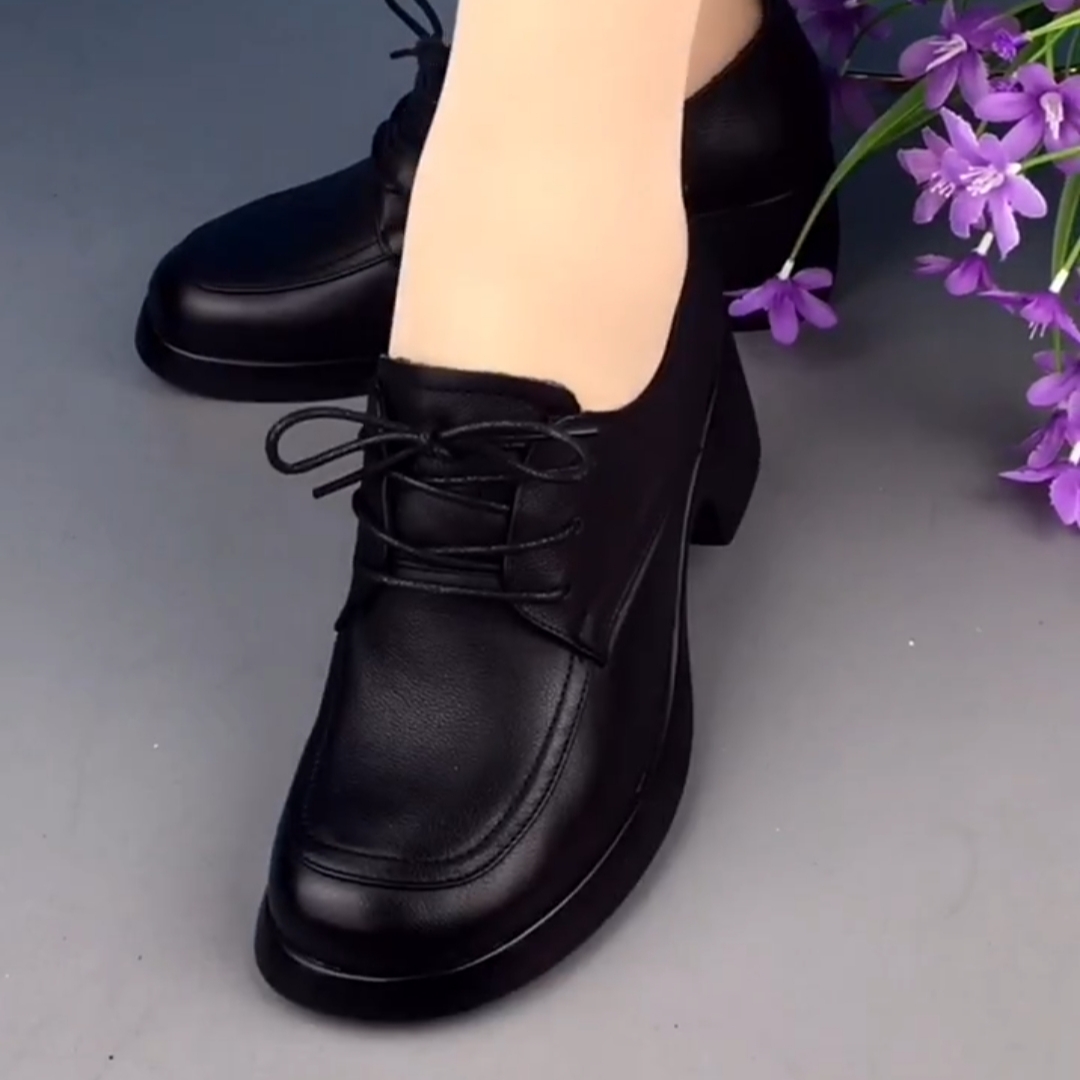 2026春秋新款英伦风小皮鞋女真皮粗跟厚底单鞋系带圆头软底妈妈鞋,淘宝优惠券,粉丝福利购,淘宝优惠卷