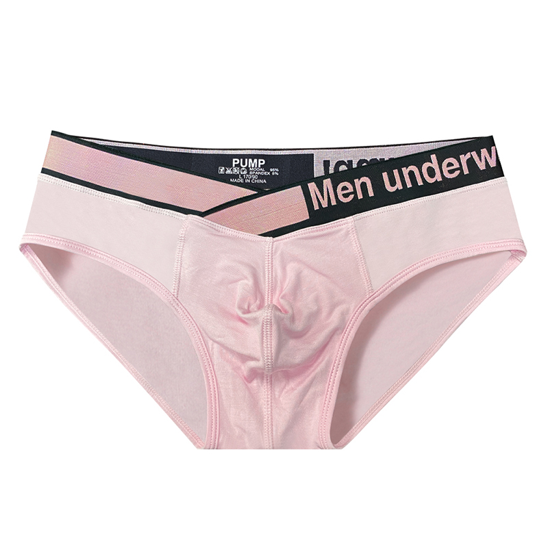 Men underwear pump!男三角内裤V腰莫代尔性感低腰纯色薄运动青年-图3