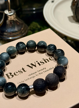 鹰眼石银曜陨石手链男女情侣款复古新中式手串饰品节日礼物爆款