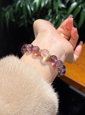天然水晶紫水晶紫气东来手串小红书同款紫水晶设计款手串民族文创