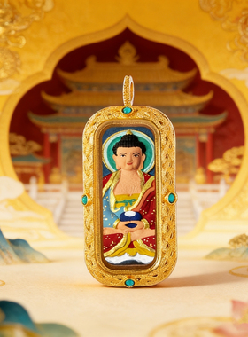 手绘唐卡扎基拉姆黄财绿度母十二生肖本命立体手绘擦擦唐卡吊坠