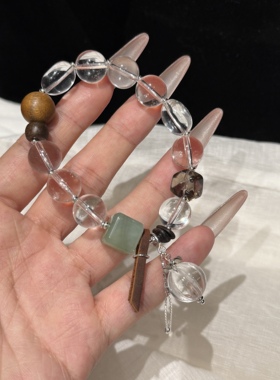 正品翠生香天然白水晶岫玉沉香手串珠女小众个性简约绿色系夏礼物