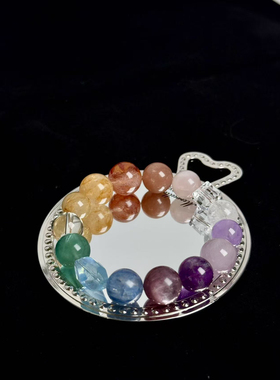 大颗粒多宝天然海蓝宝随行紫云母黄水晶紫锂辉白幽灵太阳石 13mm