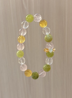 若慕春日多宝粉晶白水晶手串