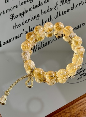 【富九州】天然黄塔晶黄水晶手链招财转运旺事业金发晶金葫芦手串