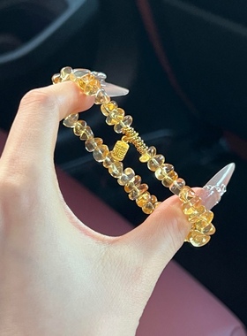 天然黄水晶手串女黄水晶随行手链招米好运手饰小众饰品本命年礼物