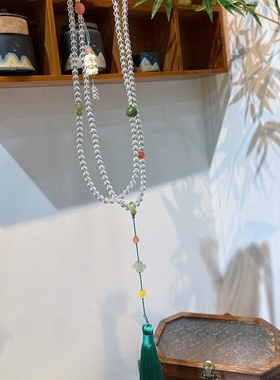 白水晶108颗手串念珠天然正品南红和田玉佛珠多圈巴西白水晶手链