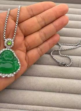 经典轻奢气质笑口常开绿佛项链ZD1034