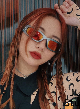 一体墨镜时髦凹造型户外运动月亮