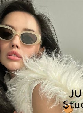 猫眼象牙色椭圆墨镜时尚